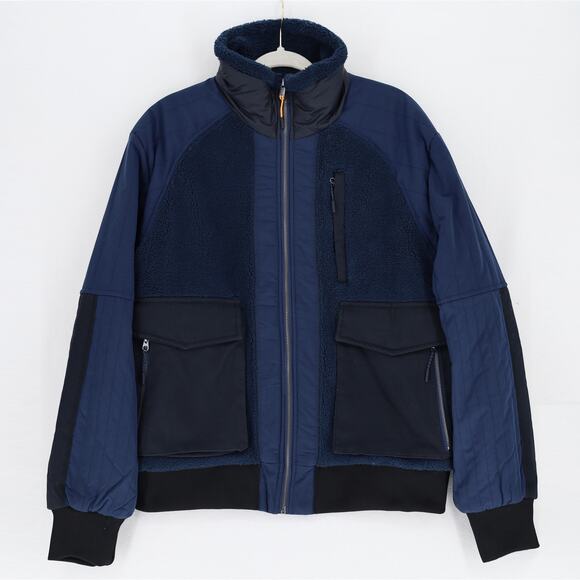 Bass Outdoor Men's Navy Mixed-Media Casual Full-Zip Winter Bomber Jacket Size L - Picture 2 of 7